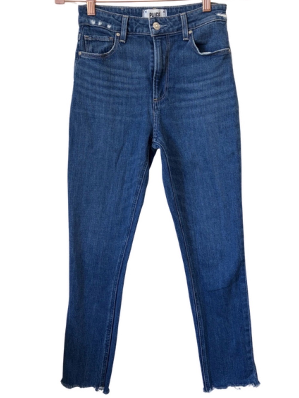 PAIGE Sarah Slim Crop Jeans Size 24 Raw Hem High Rise Stretch Denim